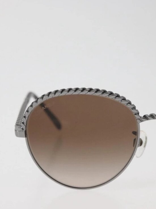 CHANEL Sunglasses metal Silver CC Auth 176091A main image 7